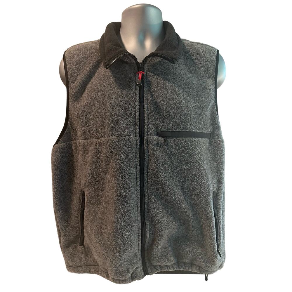 Eddie Bauer Mens L Gray and Black Polartek Fleece Full Zip Vest